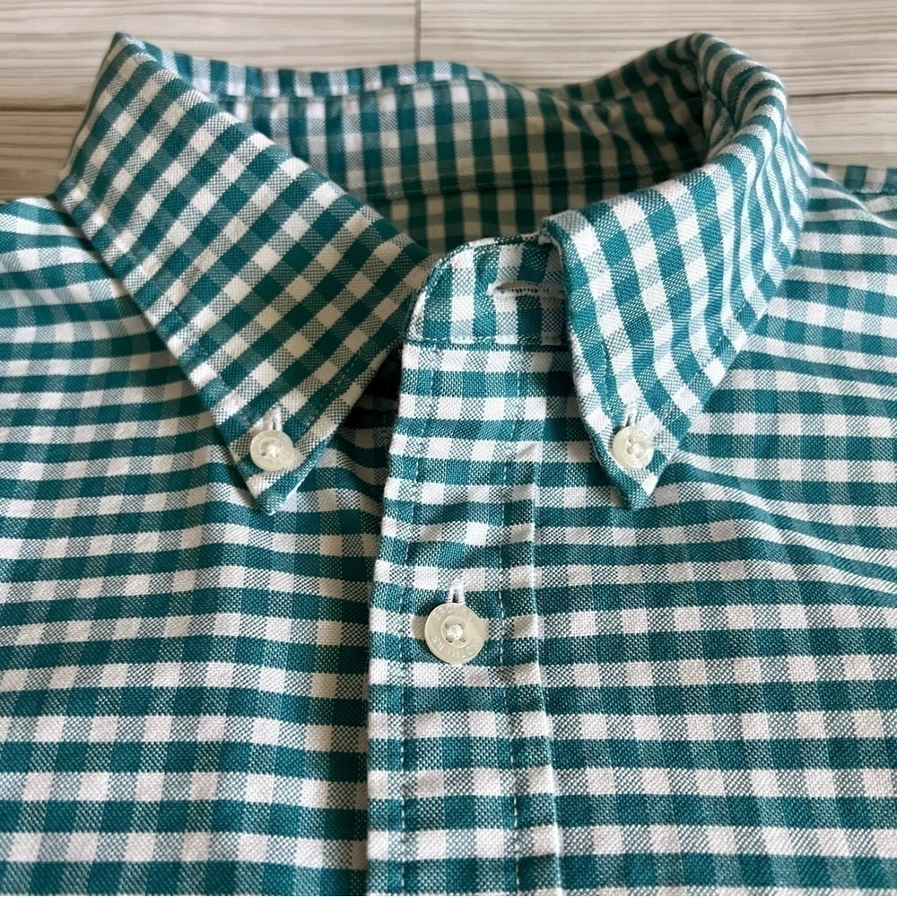 Brooks Brothers Green and White Gingham Button-Down Shirt